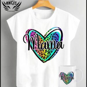 Blusa mas taza logo mamá dentro de corazón