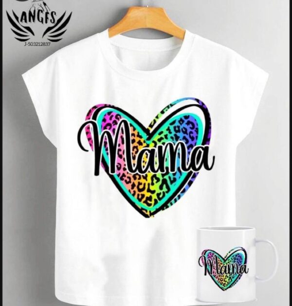 Blusa mas taza logo mamá dentro de corazón