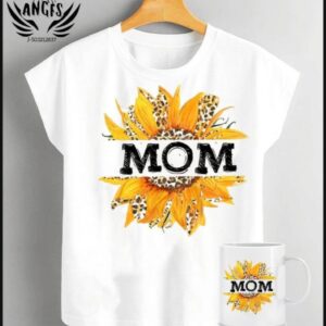 Blusa mas taza logo mom con girasol atrás