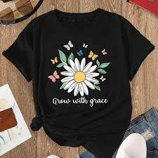 Blusa negra logo girasol blanco